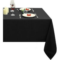 Rectangular tablecloth waterproof and stain-resistant washable tablecloth, selected wrinkle-resistant polyester tablecloth for dining, party and camping (180180cm, black)