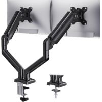 Applicable Montage de moniteur double pour 2 moniteurs jusqu'à 32 pouces, Chaque bras tient Max 22lbs, Support de moniteur double avec système de ressort à gaz, réglable en hauteur / inclinaison / piv