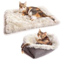Lit pour Chat Chien, 2 en 1 Double Usage Panier pour Chat Coussin pour Chien Doux et Confortable Chaud Nid Chiot Panier Chat Moelleux, améliorer Le Sommeil