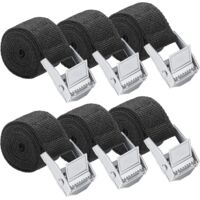 6 Pcs Sangle à Cliquet 25 mm1 m Sangles d'Arrimage avec Verrou de Serrage Sangle de Serrage Sangle Moto Remorque en Nylon Sangle de Fixation Réglable pour Camion Moto Voiture Vélo Transport, Noir