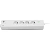 Multiprise 4 prises (multiprise fonctionnant sans hub, commutable individuellement, multiprise avec USB, multiprise avec protection contre les surcharges, application et commande vocale, 10 A) blanc