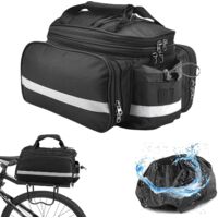 Sacoche Velo Porte Bagage Arriere Sac de Cadre Velo 3 en 1 25L Étanche Sacoche Vélo avec Couvercle de Pluie Sac Velo Electrique Arrière pour Vélo/VTT Bicyclette Outdoor Voyage (Noir)
