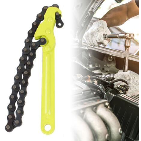 Clé à Chaîne Ajustable pour Tuyauterie, Serre-Tube Robuste en Acier Inox pour Plomberie et Mécanique Auto