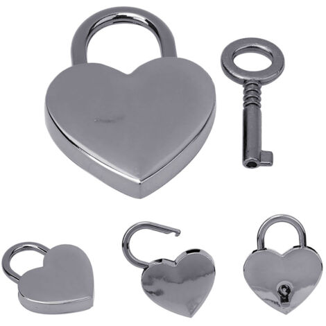 Cadenas à Cœur Vintage 30x39mm Noir avec 2 Clés - Décoration Maison et Loisirs Créatifs