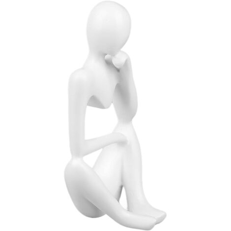 Statue de Penseur Moderne en Résine Blanche, Sculpture Abstraite pour Déco Bureau, Salon ou Bibliothèque
