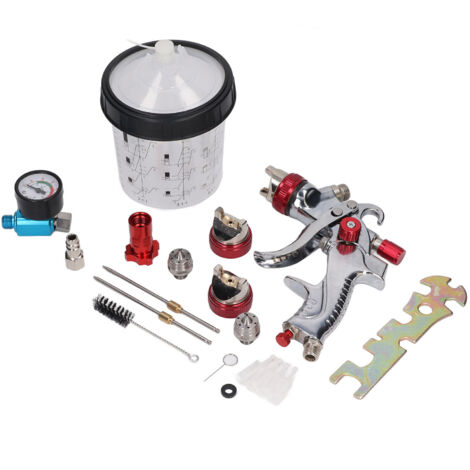 Pistolet à Peinture HVLP pour Voiture avec Kit de Buses 1.4mm, 1.7mm, 2.0mm et Raccord d'Air G1/4