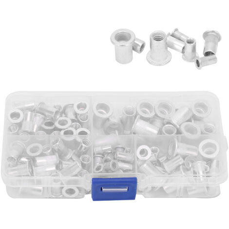 100 inserts filetés en aluminium M4 M5 M6 1/4-20, écrous à riveter pour assemblage, boîte de 100 pièces