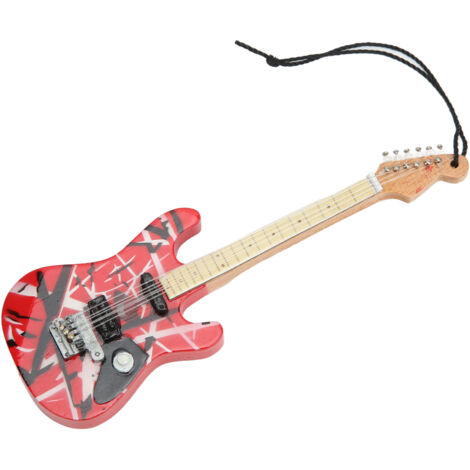 Guitare Décorative en Bois de Tilleul Miniature avec Finition Rouge et Détails Réalistes pour Cadeau