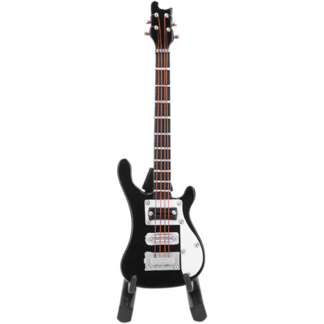 Guitare Électrique Miniature Décorative en Bois - Cadeau Instrument de Musique Modèle Réaliste Noir