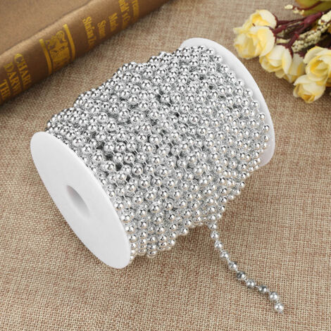 Guirlande de perles argentées 6mm - 25m pour décoration de mariage, anniversaire et événements DIY (1/5)