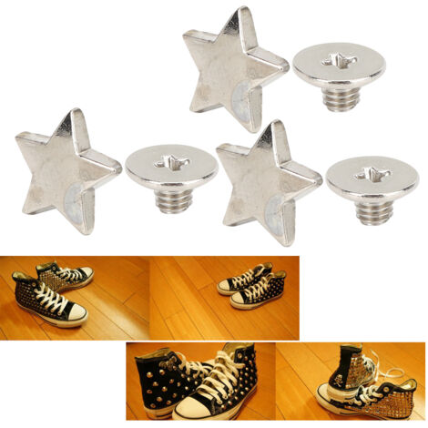 20 pièces rivets étoiles argentées pour décoration vêtements et chaussures DIY avec vis