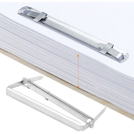 50 attaches métalliques à 2 trous, clips de reliure 80 mm pour classeurs, agrafes perforées A4, fournitures de bureau pour 350 feuilles (1/5)