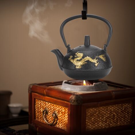 Théière en Fonte 0.3L à Filtre, Design Dragon Doré, Style Japonais pour Cadeau de Bureau (1/5)