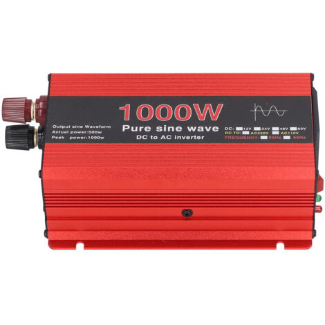 Ondulateur 1000W Sinus Pur 12V/220V pour Camping Car, Solaire et Éolien avec Sécurité Intégrée
