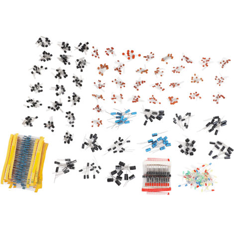 Kit de 1400 composants électroniques pour Arduino et Raspberry Pi : résistances, condensateurs, transistors, diodes LED pour projets DIY et électronique