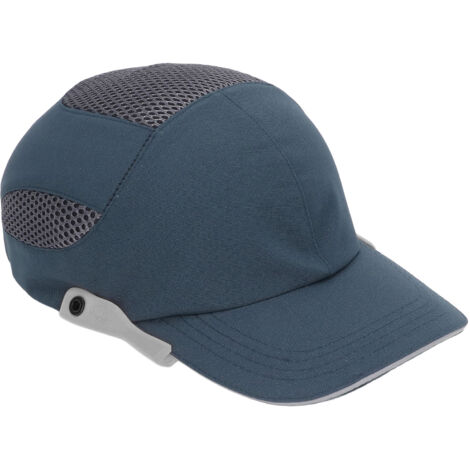 Casquette de sécurité avec visière réglable et aérée pour chantier et activités sportives, bords gris et bleu