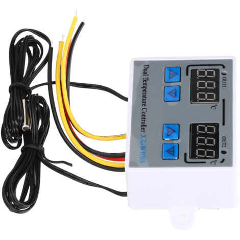 Thermostat de Régulation Chauffage et Climatisation avec Double Écran et Capteur NTC 10K 12V