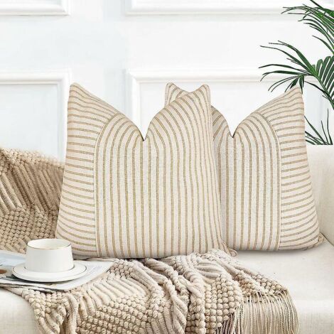 lot De 2 Housse Coussin 45 X 45 Housse De Coussin Coton Lin Coussin Canape Rayures Coussin Dco Bohme Coussin Canape Dco Pour Canap Salon Chambre C (1/5)