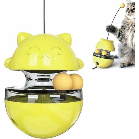 (jaune) Jouets Pour Chat 4 En 1, Boules Interactives Pour Chat Avec Doubles Boules, Jouets Interactifs Pour Chat, Distributeur De Nourriture Pour (1/5)
