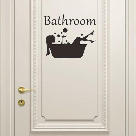 logo Salle De Bain Classique Autocollant Pour Porte De Maison Autocollant Mural Dcoratif Auto-adhsif (1/5)