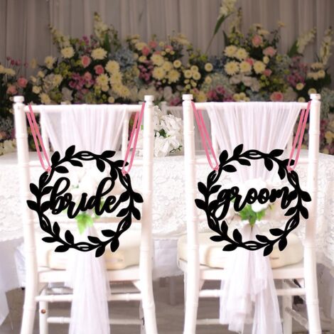 (modle Couronne Noire) Plaque Dcorative De Chaise Pour Mariage Maris, Plaque Dcorative De Chaise En Bois (1/5)