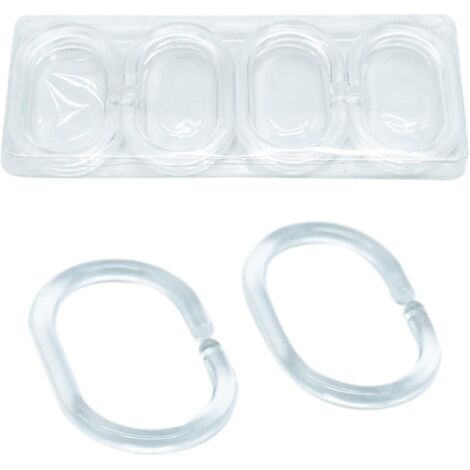 12pcs Transparent Anneaux De Rideau De Douche En Plastique En Forme De C Crochets De Rideau Pour Rideau De Porte, Rideau De Fentre (1/5)