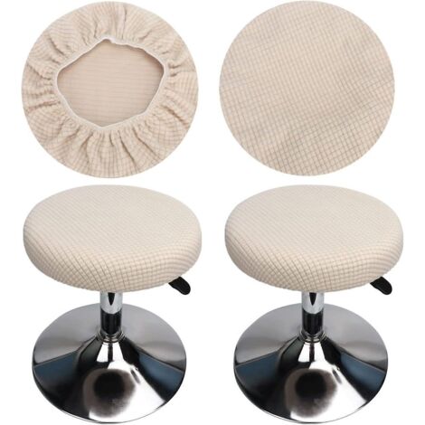 lot De 2 Housses De Tabouret De Bar Rond (blanc), Housses De Tabouret De Bar Rond, Lavables, Faciles D'entretien, Douces Et Durables, Adaptes Aux (1/4)