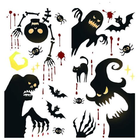 halloween Arrangement Fantmes Chauve-souris Crnes Araignes Salon Fentre Vitre Dcoration Intrieure Stickers Muraux