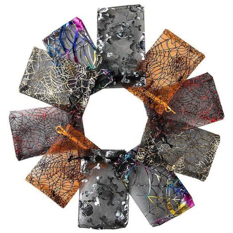 100 Sacs Organza Horreur (1012cm), Sac Bonbons Sac Bijoux, Motif Fonc, Chocolat Nol Fte Halloween Cadeau D'anniversaire (1/5)