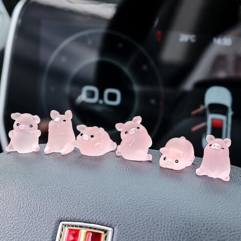 ensemble De 6 Mini Porcelets Phosphorescents, Accessoires De Voiture De Cochon Dcoration Jouet Dcoration De Tableau De Bord Dcoration Intrieure Dc (1/5)