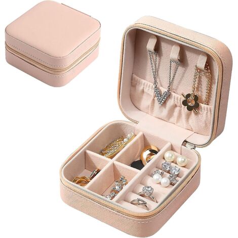 boite A Bijoux,bote Bijoux Pour Femme Rose,petite Organisateur De Bijoux De Voyage En Cuir Pu,organisateur De Bote Bijoux Portable,coffret Bijo (1/5)