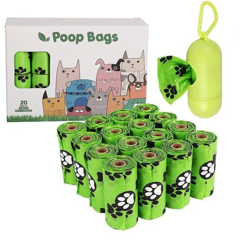 20 Rouleaux De Sacs Djections Biodgradables Dog Paws Epi - Verts - Avec Distributeur, Sacs Djections Impermables Pour Chiens, Sacs De Ramassage (1/5)