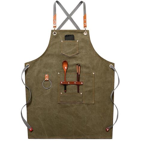 (vert)tablier De Cow-boy De Haute Qualit Avec Poches Pour Coiffeur, Peintre, Jardinier, Styliste De Coiffure Pour Femme Et Homme (1/5)