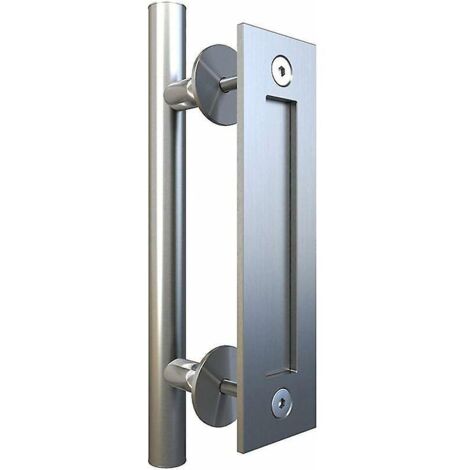 ensemble De Poignes Tirer Et Encastrer Pour Porte Coulissante Et Porte En Bois Avec Poignes Deux Cts (brushed Stainless Steel) (1/4)