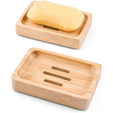 2 Pcs Bambou Naturel En Bois Porte Savons Bote Savon Pour Cuisine Salle De Bains Ponge Savon (1/5)
