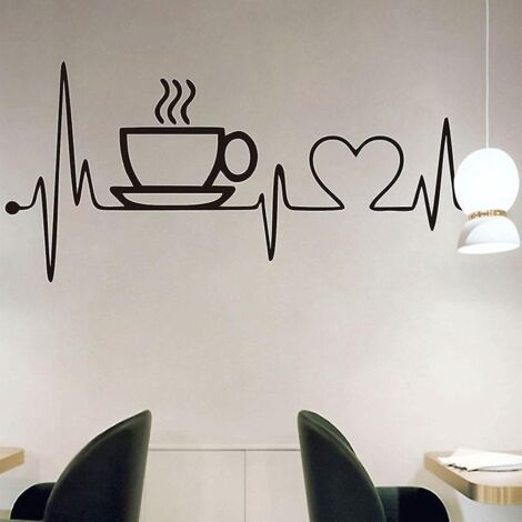 caf, Battement De Coeur, Salle D'tude, Entre, Maison, Dcoration Murale, Fond, Arrangement, Autocollants (1/5)