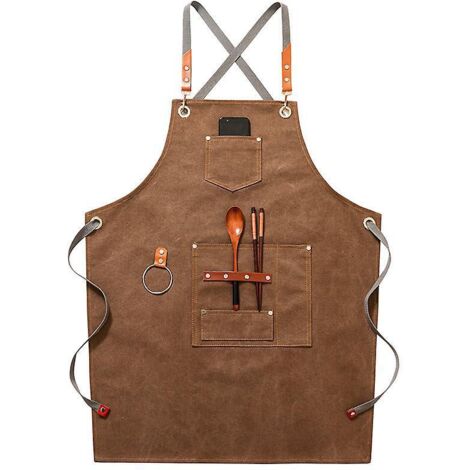 (kaki)tablier De Cow-boy De Haute Qualit Avec Poches Pour Coiffeur, Peintre, Jardinier, Styliste De Coiffure Pour Femme Et Homme (1/5)