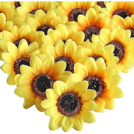50pcs Artificial Sunflower Head 7cm Silk Artificial Flower Faux Flower Yellow Artificial Flower Decoration Diy Wedding Diy Home Crafts (1/5)