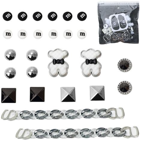 26pcs-(chaussures Non Incluses) Trou Chaussures Adaptable Chaussure Fleur Diy Chaussure Boucle Ourson Cartoon Chane Dcorative Amovible Accessoires (1/5)