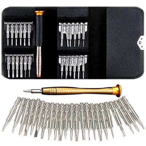 tournevis Prcision Mini 25 En 1 Kit De Tournevis Prcision Outils De Rparation, Tournevis Outils Set Tui En Cuir Pour Iphone, Portable, Laptop, Mon (1/5)