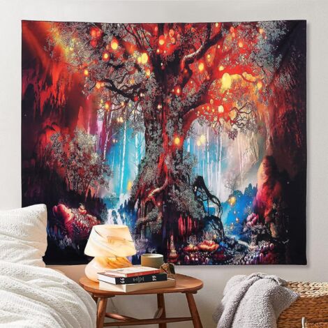 (150 130 Cm) Tapisserie Arbre De Vie, Tapisserie Motif Psychdlique, Tapisserie Murale, Chambre Salon Dortoir Dcoration Murale Arbre De Vie Tapiss (1/5)