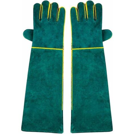 1 Paire De Gants De Soudure, 58 Cm De Longueur D'paule, Cuir De Vachette, Doublure En Mousse, Rouge Long, Pour Soudure Mig, Tig, Barbecue, Jardina