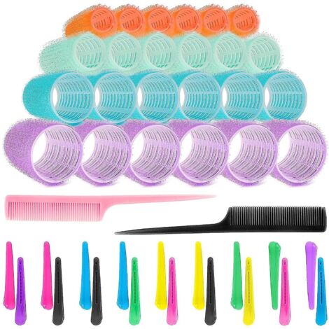 lot De 44 Fers Friser, 24 Bigoudis Autoportants En 4 Tailles Et 18 Pinces Bec De Canard Pour Fixer Les Styles De Cheveux Et 2 Peignes (15-44 Mm) (1/5)