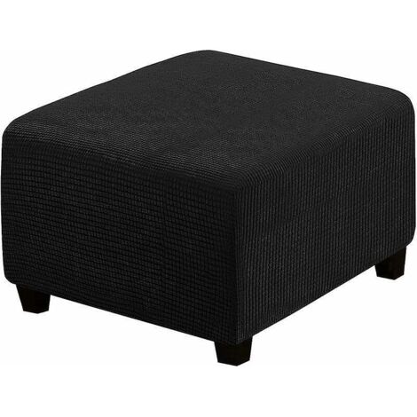 housses Extensibles(noir), Housses De Protection Carres En Tissu Lasthanne Pour Tabouret De Rangement, Repose-pieds, Avec Lastique En Bas, Pour Me (1/5)