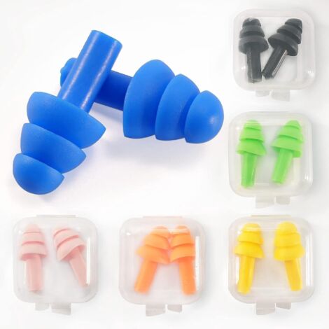 lot De 12 Bouchons D'oreille En Silicone Souple, Bouchons D'oreille Antibruit Avec Tui, Rutilisables Pour La Protection Auditive Du Sommeil, La Na (1/5)
