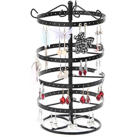 porte-bijoux Porte-bijoux 4 Niveaux, Noir Tournant 92 Paires Porte-boucles D'oreilles Support Pour Organisateur De Collier Prsentoir De Bijou (1/5)