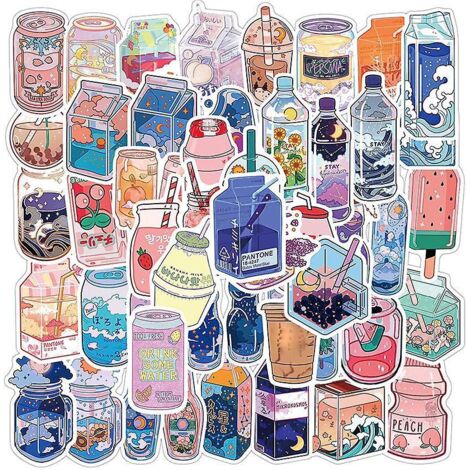 autocollant 50 Pices Boissons Graffiti Stickers Pour Portable Voiture Ordinateur Moto Velo Casque Skateboard Guitare Bouteille D'eau Guitare Dcalc (1/5)