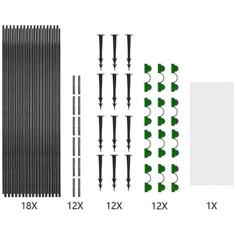 55 Pices Ensemble De Filets D'insectes Pour Plantes (2.56m) Cadre De Grille De Jardin Extrieur Tunnel De Jardin Filet D'insectes Tunnel De Jardin (1/5)