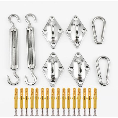 kit De Montage De Voile D'ombrage Triangulaire De 24 Pices, Kit De Voile D'ombrage En Acier Inoxydable Robuste, Accessoires De Montage De Matriel (1/5)
