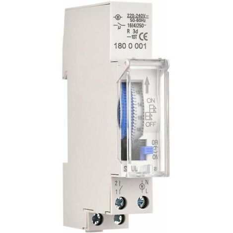 minuterie Mcanique 24 Heures Minuterie 15 Min Montage Sur Rail Batterie Intgre, Sul180a Ac220-240v Gris (1/5)